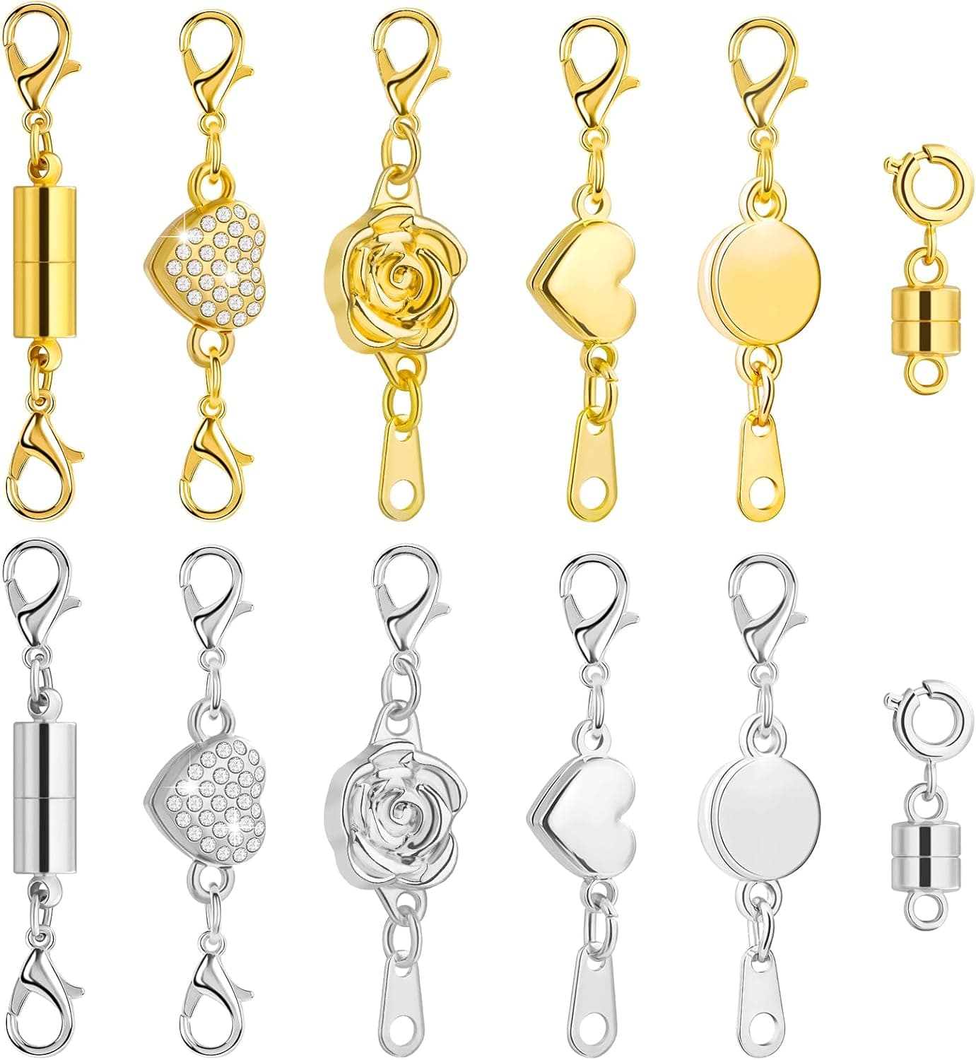 Paxcoo 12Pcs Magnetic Necklace Clasps and Closures, Locking Magnetic Jewelry Clasps, Magnetic Necklace Extender