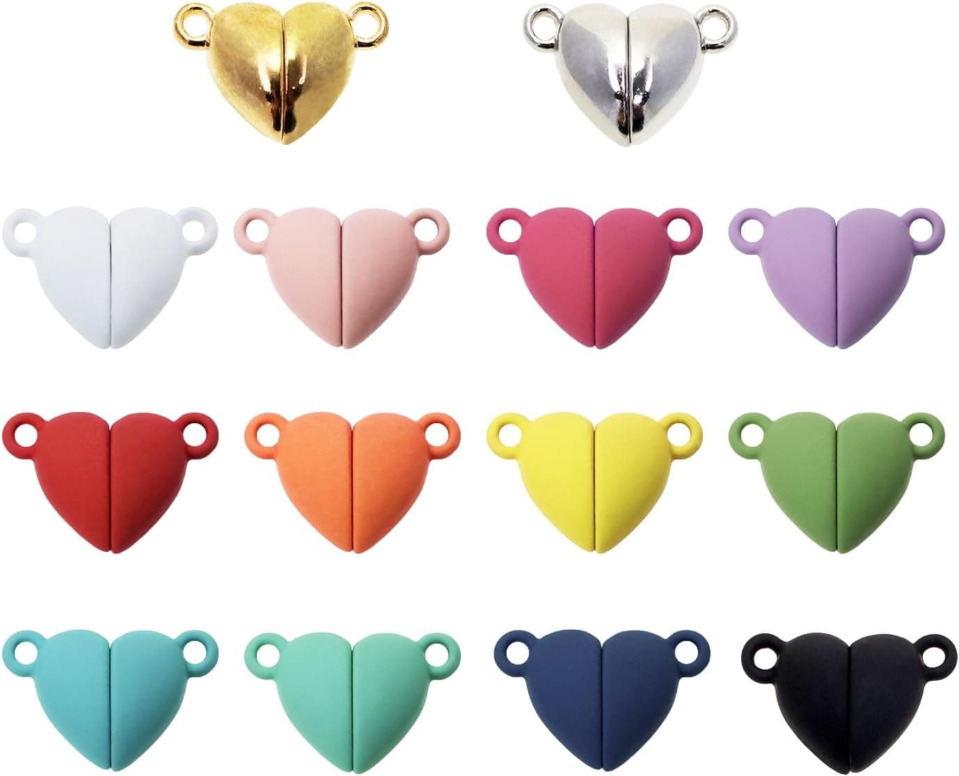 Tupalizy 14Pairs Magnetic Necklace Clasps Heart Beads Pendant Charms for Jewelry Making Couples Friendship Bracelets