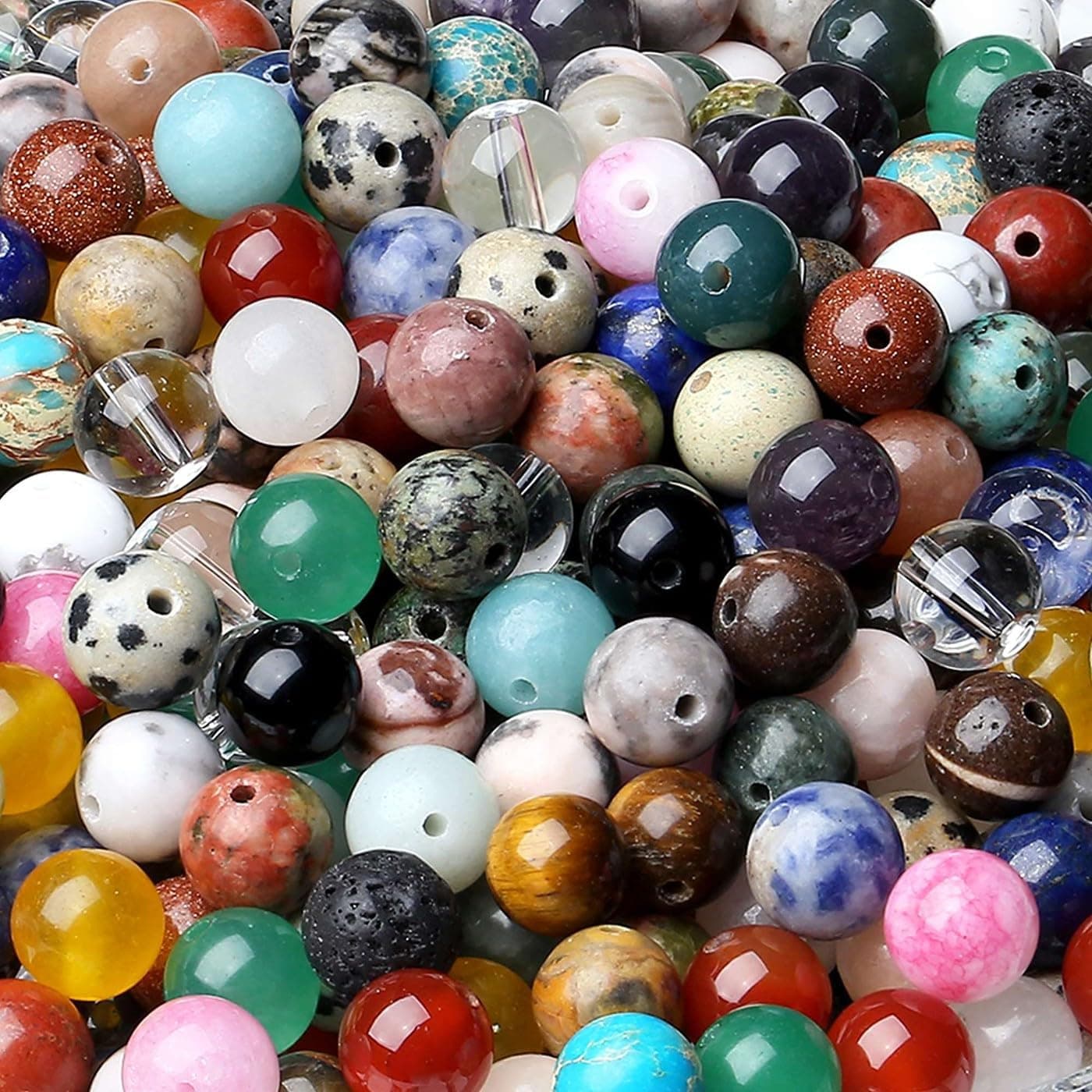 LAIDANLA Multicolor 100PCS 8mm Natural Stone Beads Round Loose Gemstone Beads for DIY Jewelry Making