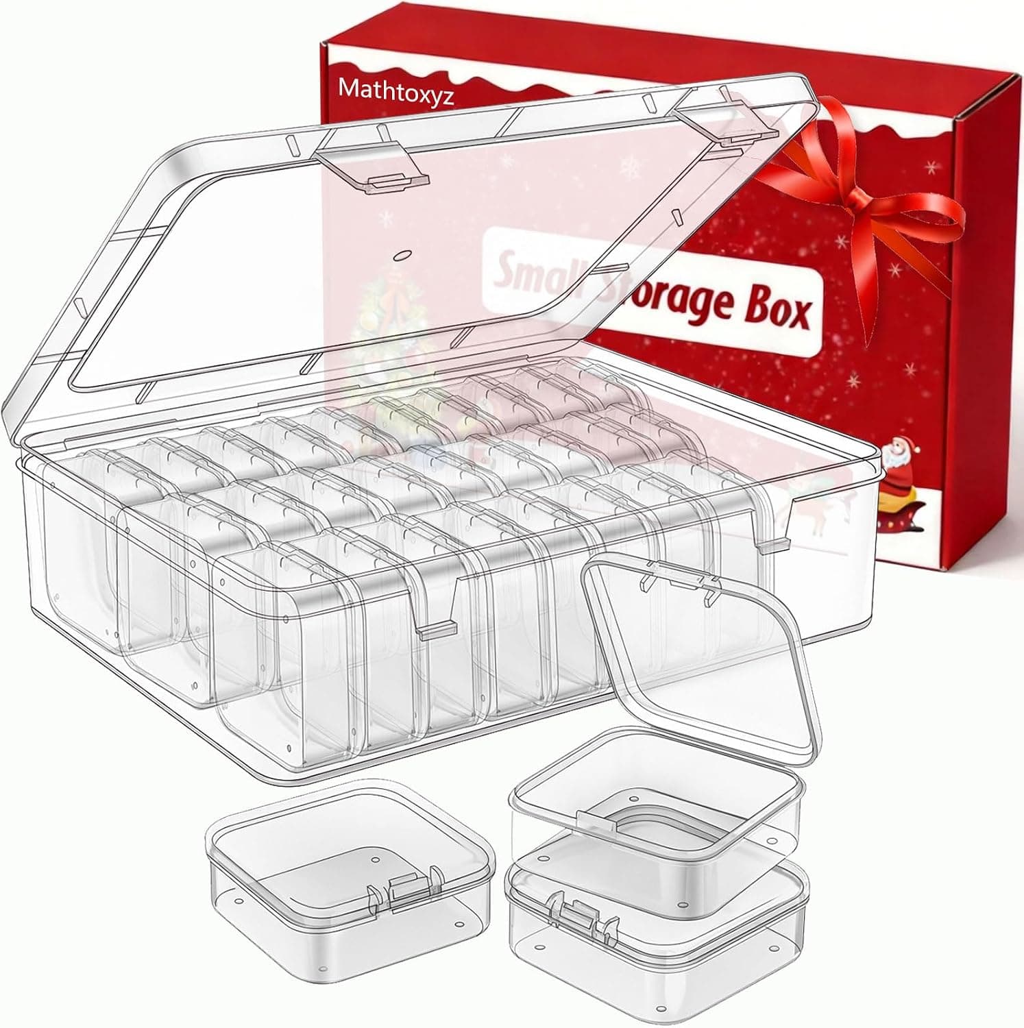 Mathtoxyz Bead Organizer Box, 30Pcs Small Beads Organizers and Storage Plastic Cases with Hinged Lid