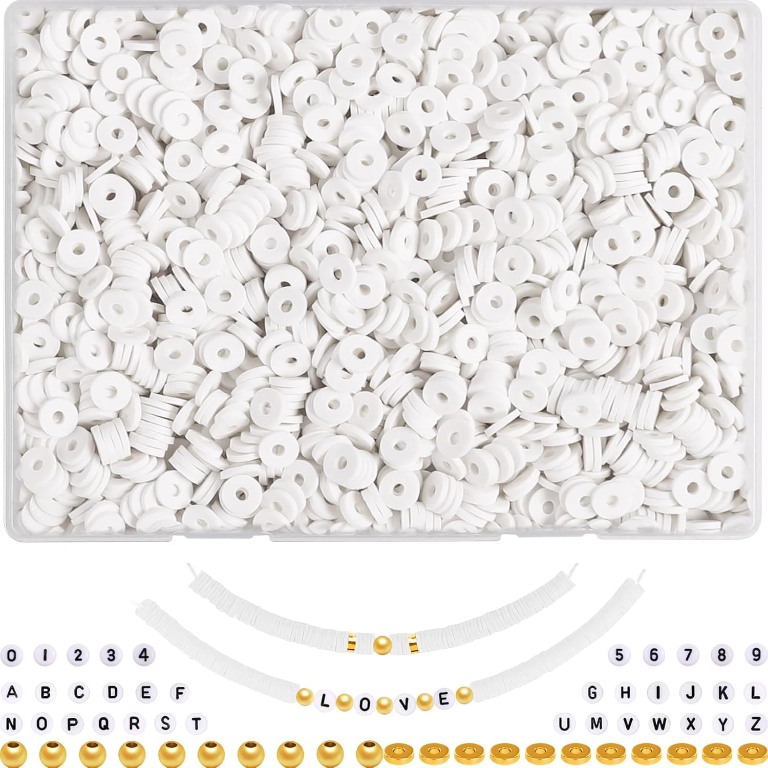 JMUQ 4500pcs Black Clay Beads Bracelet Making Kit - Flat Polymer Clay Heishi Beads & Spacers for Women's Jewelry Making
