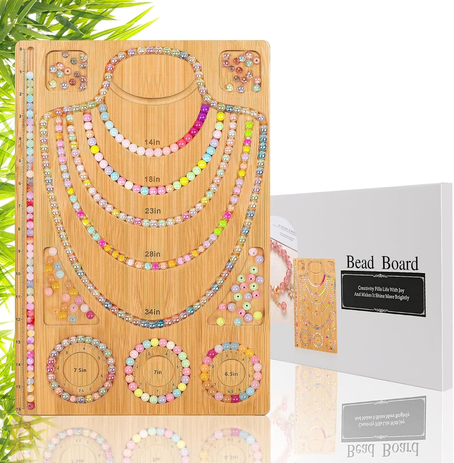 Adrattnay Wooden Bead Boards for Jewelry Making with Box, 16.9 x 11.4" Bamboo Beading Board