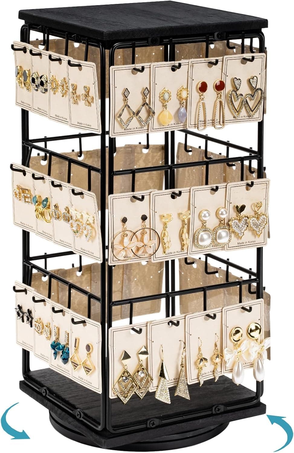 Yoimori 360 Rotating Earring Display Stands for Selling, Jewelry Display for Vendors, 48 Hooks