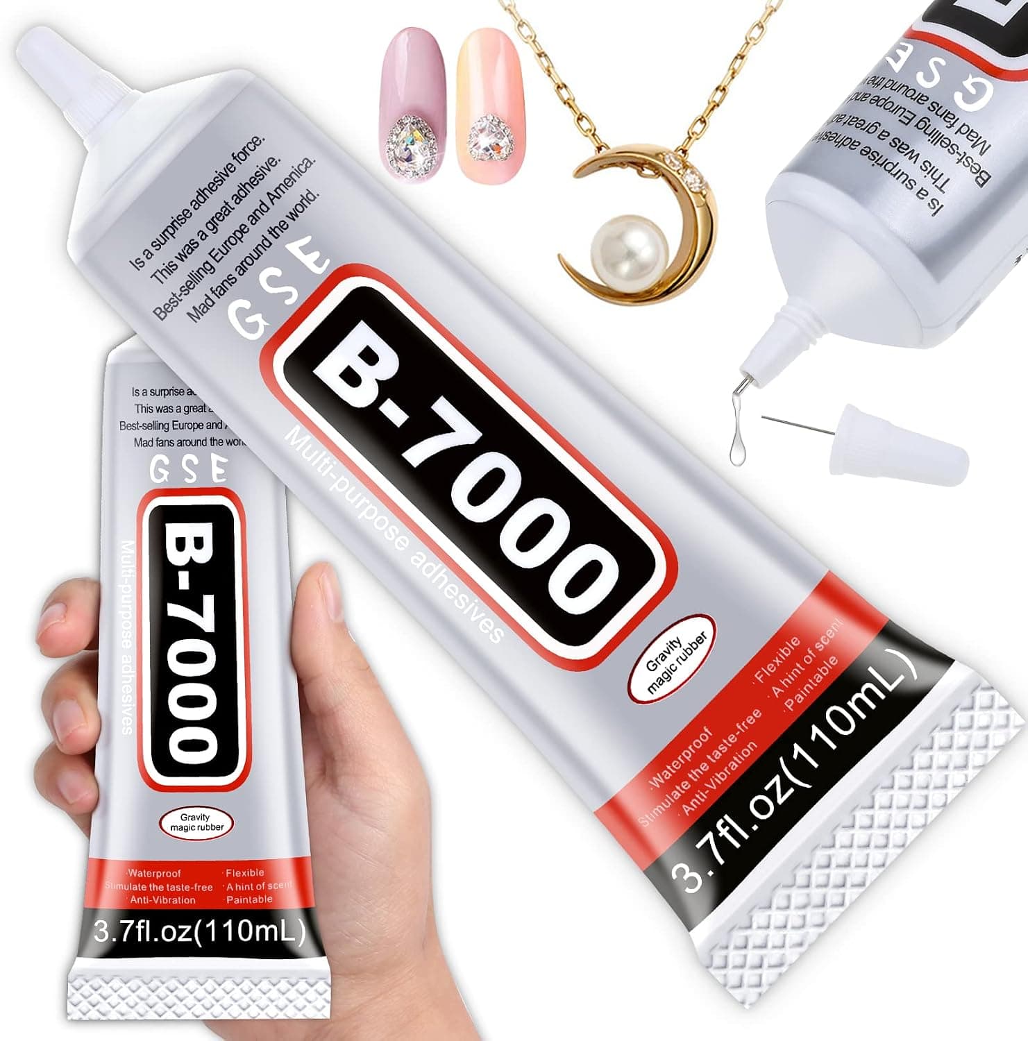 Cludoo B7000 Rhinestones Glue for Crafts, 110ML Clear B-7000 Super Jewelry Glue