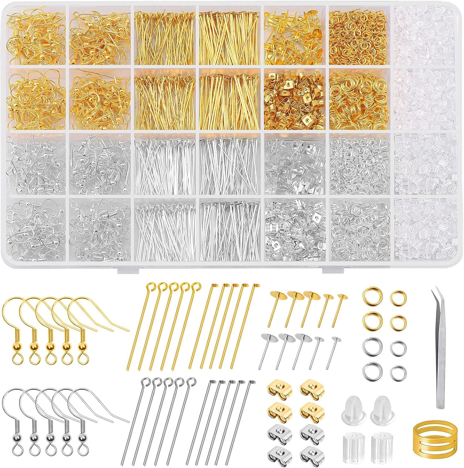 3480Pcs Earring Making Supplies Kit with Hooks, Pins, Jump Rings, Backs, Posts and Earring Making Findings