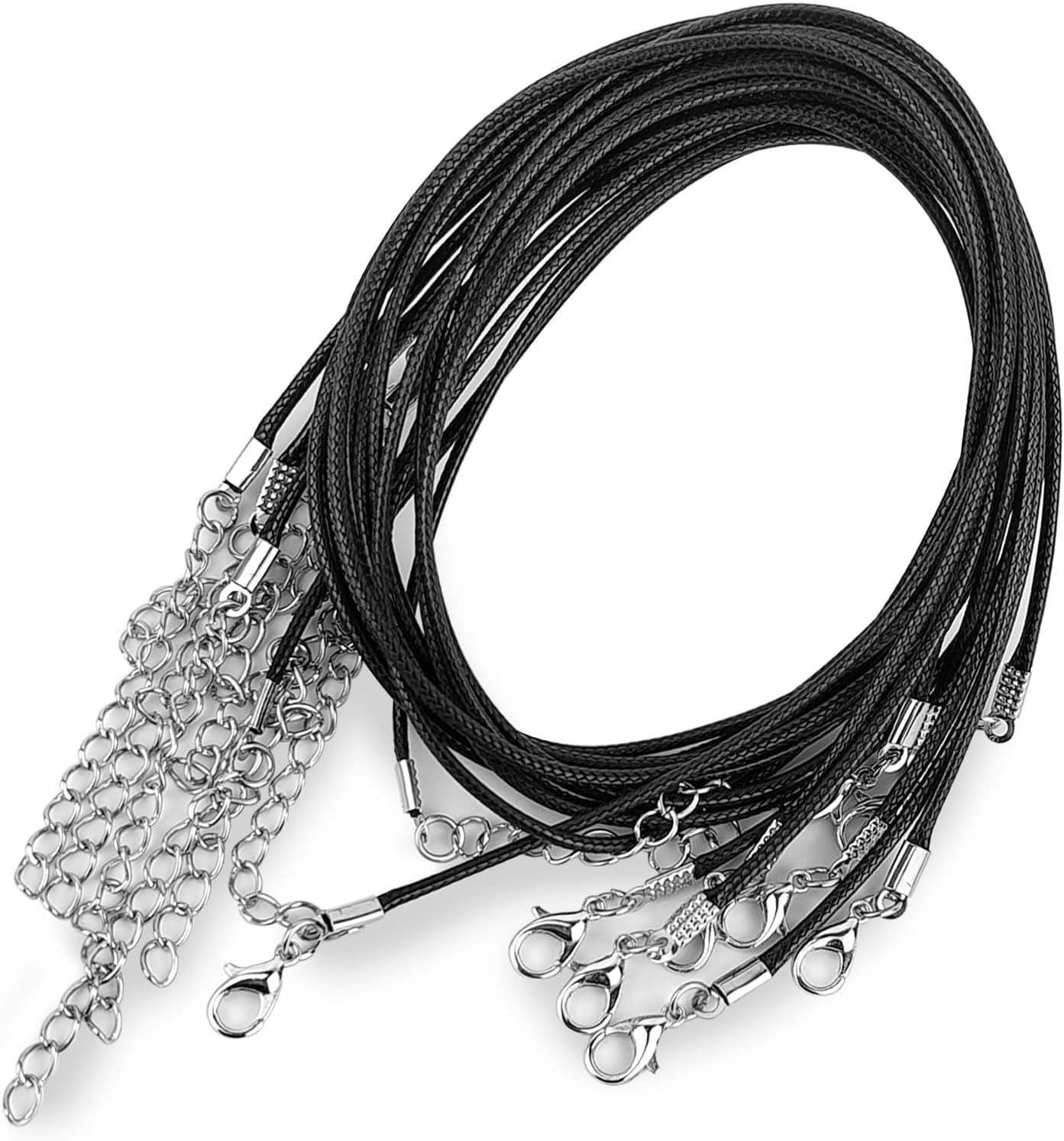 10 Pack Black Necklace Cord Leather Cord Necklace with Clasp Waxed Rope Necklace for Pendants Jewelry Making Supplies