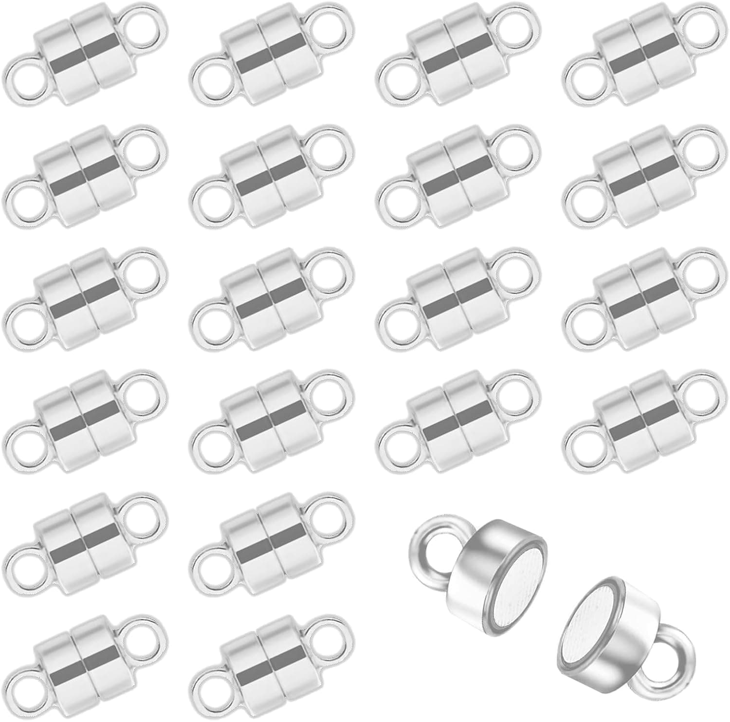 20 Pairs Silver Magnetic Clasps for Necklaces & Bracelets Strong Locking Extenders for DIY Jewelry Making Supplies