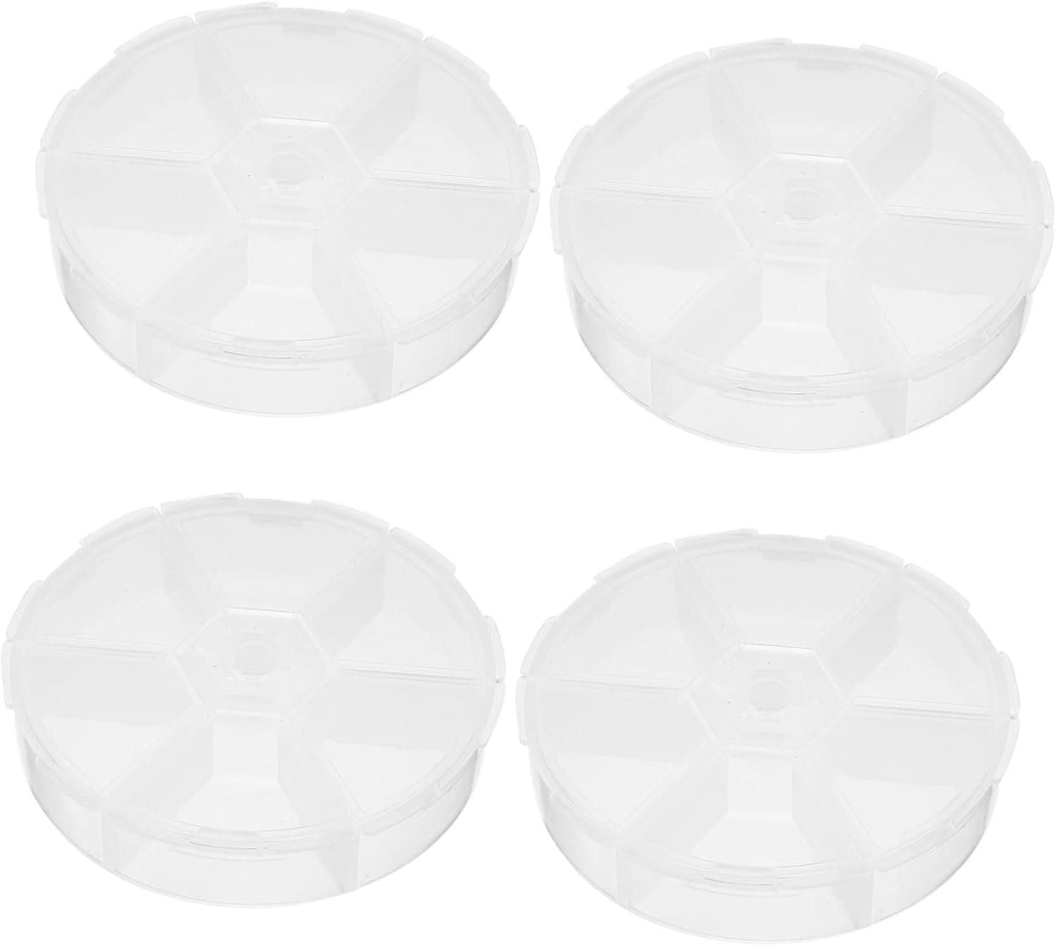 VILLCASE 4pcs Round Transparent Bead Box Organizer Compartment Storage Case for Jewelry Beads and Small Parts
