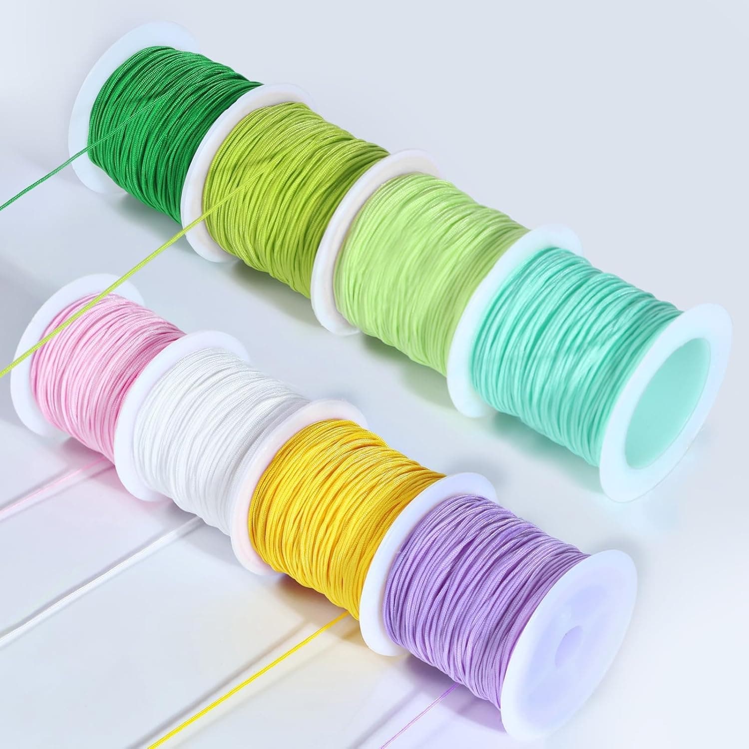 Nylon Braided Cord 0.8mm 8 Colors 20m Each (160m Total) Non-Stretch Beading String for Bracelet Making Knotting Macrame