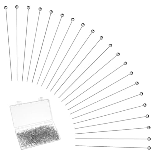 500Pcs Ball Head Pins for Jewelry Making, Stainless Steel Long 50mm Silver Ball Head Pins Jewelry Findings Bendable Headpin for Earring Pendant Bracelet Necklace Jewelrys DIY Craft, Head: 2mm