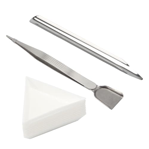 Kcgani 12 Pcs Craft Jewelry Bead Diamond Scoop Set White Jewelry Shovel Set | Triangle Sorting Trays and Silver Handy Tweezer with Scoop, Craft Beading Tweezers for Pearls Gemstones Tools Supplies