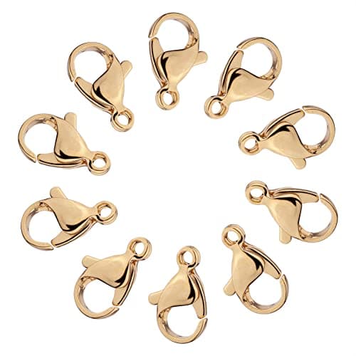 Elecrelive 100Pcs 24K Gold Plated Lobster Claw Clasp Stainless Steel Clasp