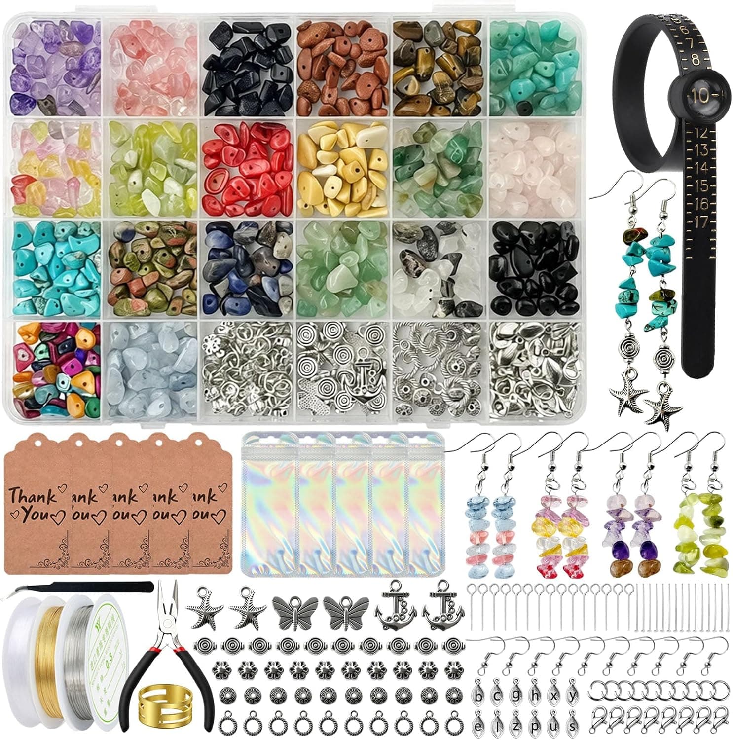 Queenme Jewelry Making Supplies Kit: 1200pcs Crystal Beads for Adults DIY Bracelet & Earring Making