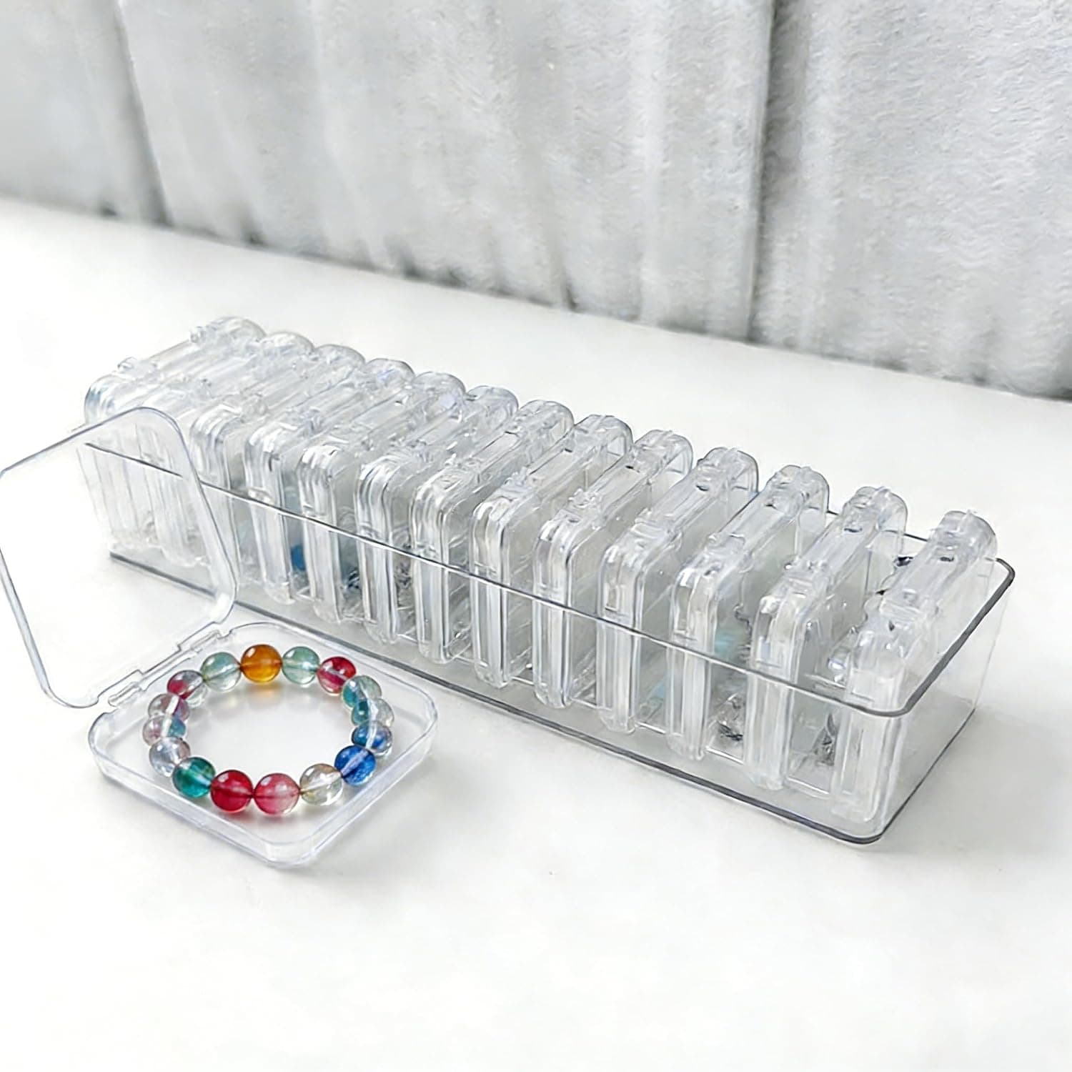Bead Organizer Box with Lid, 14Pcs Small Beads Organizers and Storage Plastic Cases for Bracelet Making DIY