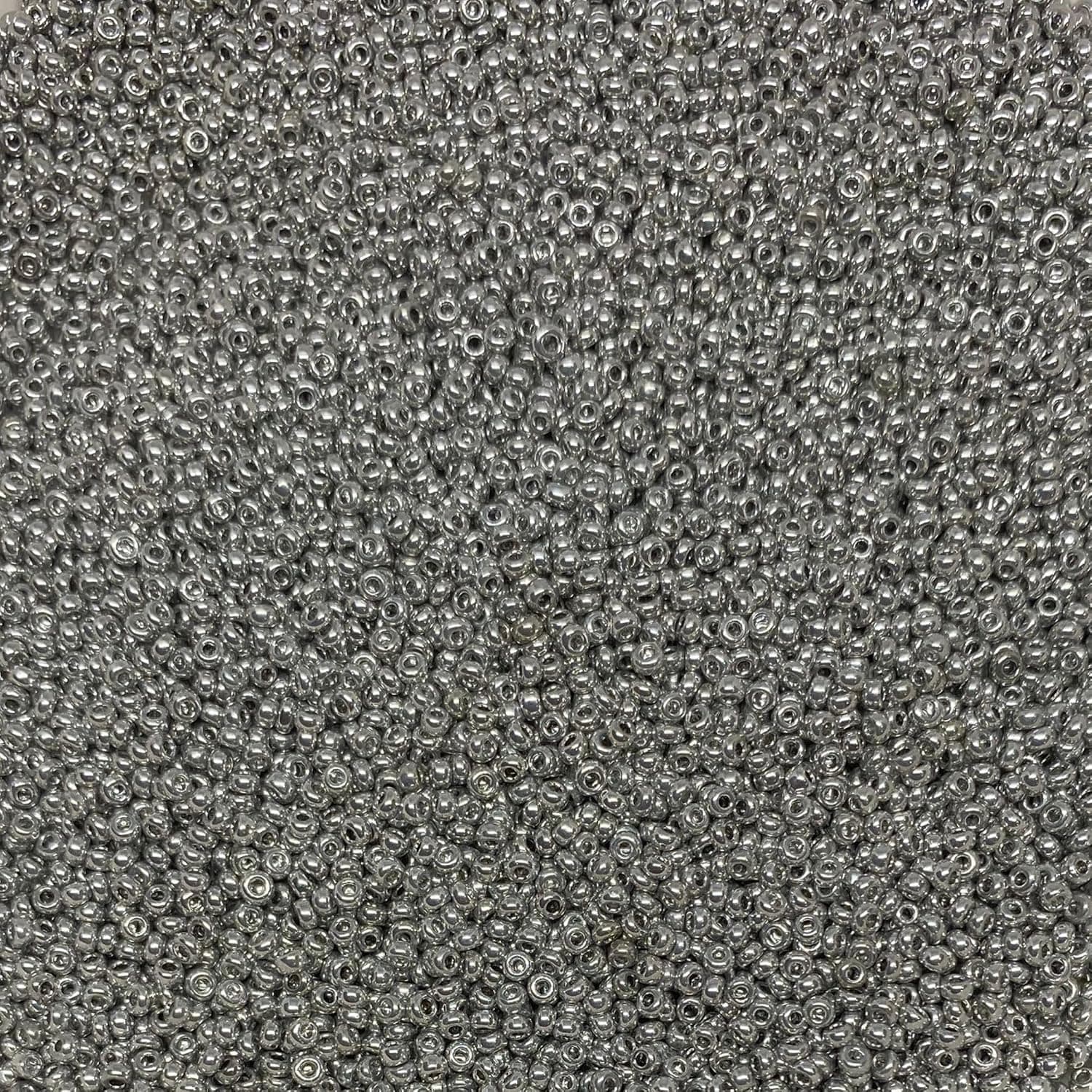 11/0 Glass Seed Beads for Jewelry Making Kit, 2mm, 5000 pcs, 40 Grams (Silver)